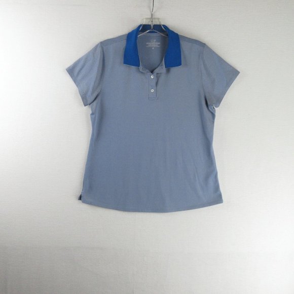 Vineyard Vines Tops - Vinyard Vines Blue Performance Polo Size M Contrast Collar